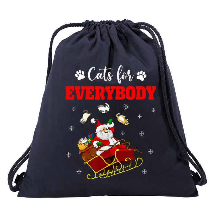 Cats For Everybody Christmas Cat Funny Xmas Santa Drawstring Bag