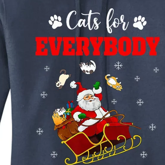 Cats For Everybody Christmas Cat Funny Xmas Santa Women's Pullover Hoodie