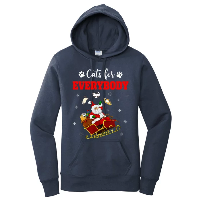 Cats For Everybody Christmas Cat Funny Xmas Santa Women's Pullover Hoodie