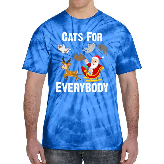 Cats For Everybody Xmas Cat Funny Santa Christmas Gift Tie-Dye T-Shirt