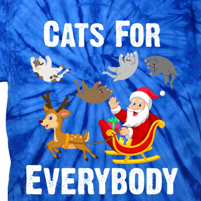 Cats For Everybody Xmas Cat Funny Santa Christmas Gift Tie-Dye T-Shirt