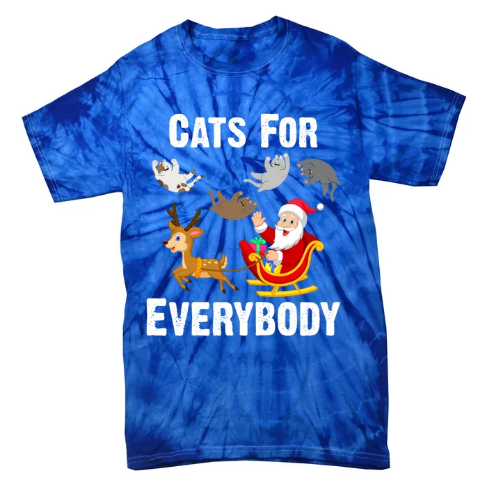 Cats For Everybody Xmas Cat Funny Santa Christmas Gift Tie-Dye T-Shirt