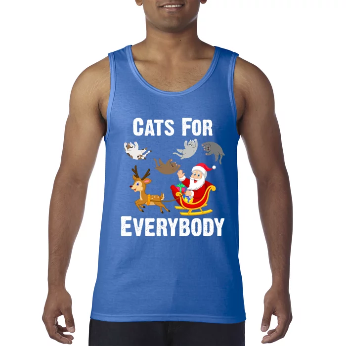 Cats For Everybody Xmas Cat Funny Santa Christmas Gift Tank Top