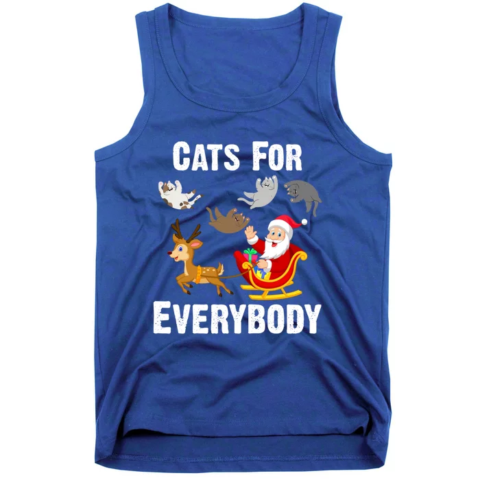 Cats For Everybody Xmas Cat Funny Santa Christmas Gift Tank Top