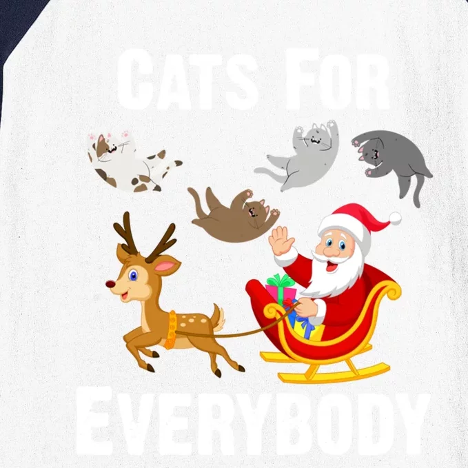 Cats For Everybody Xmas Cat Funny Santa Christmas Gift Baseball Sleeve Shirt