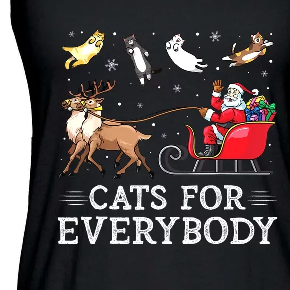 Cats For Everybody Christmas Cat Funny Xmas Women Santa Ladies Essential Flowy Tank