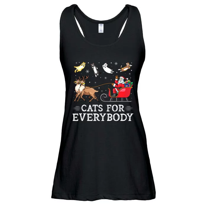 Cats For Everybody Christmas Cat Funny Xmas Women Santa Ladies Essential Flowy Tank