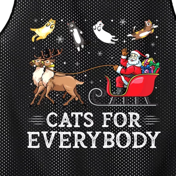 Cats For Everybody Christmas Cat Funny Xmas Women Santa Mesh Reversible Basketball Jersey Tank