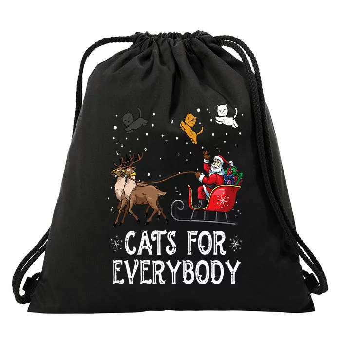 Cats For Everybody Christmas Cat Funny Xmas Santa Drawstring Bag