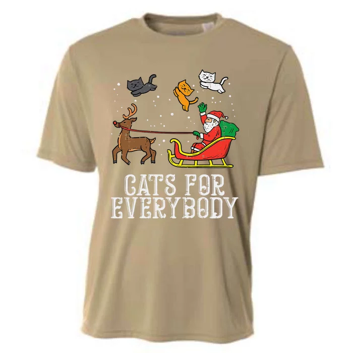 Cats For Everybody Christmas Cat Funny Xmas Women Santa Cooling Performance Crew T-Shirt