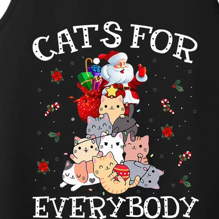 Cats For Everybody Christmas Cat Funny Santa Xmas Pajama Performance Tank