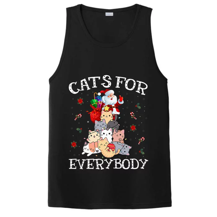 Cats For Everybody Christmas Cat Funny Santa Xmas Pajama Performance Tank