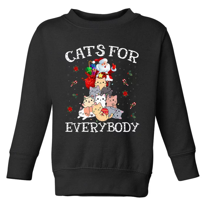 Cats For Everybody Christmas Cat Funny Santa Xmas Pajama Toddler Sweatshirt