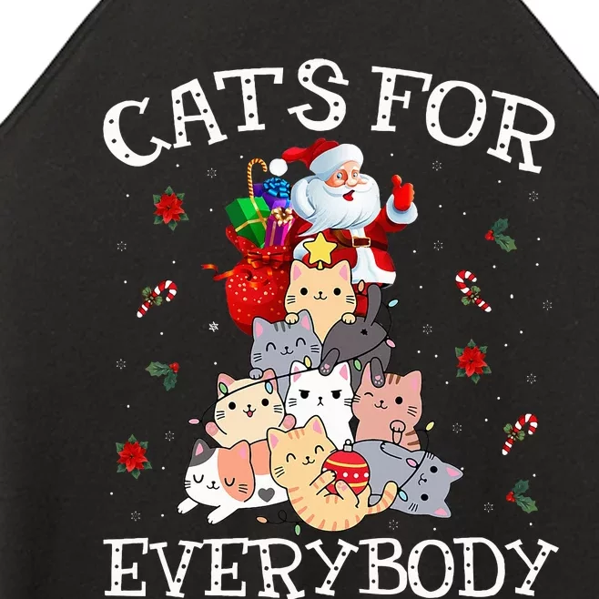 Cats For Everybody Christmas Cat Funny Santa Xmas Pajama Women’s Perfect Tri Rocker Tank