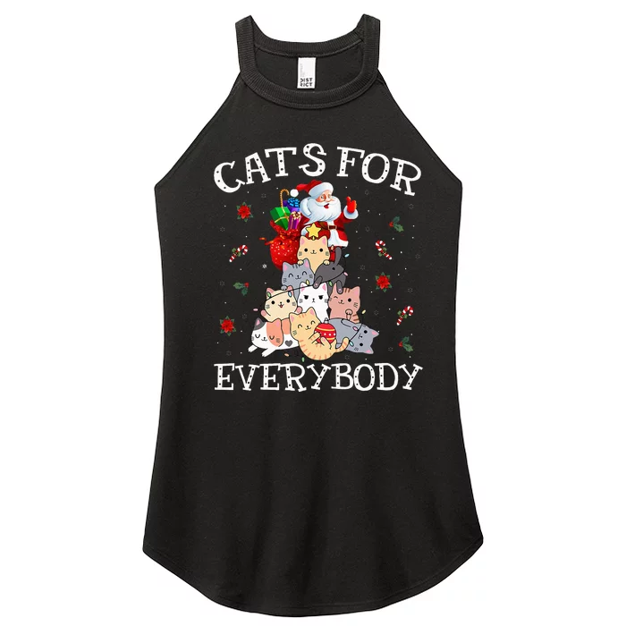 Cats For Everybody Christmas Cat Funny Santa Xmas Pajama Women’s Perfect Tri Rocker Tank