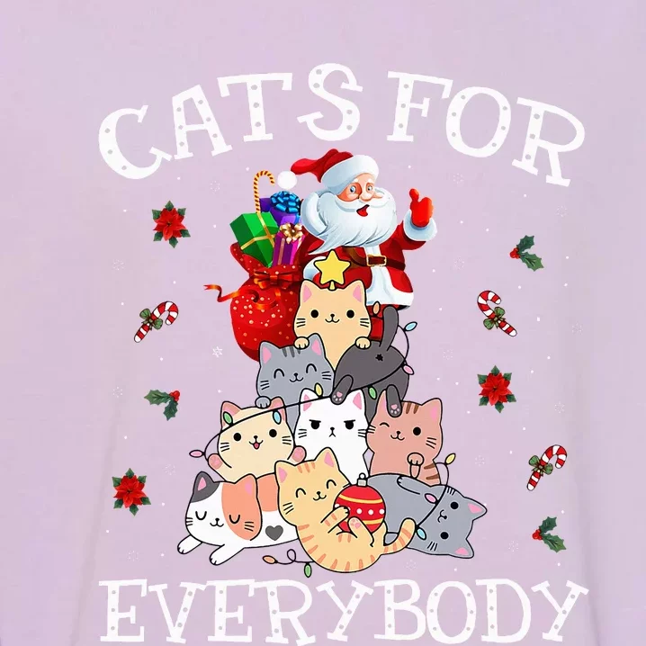 Cats For Everybody Christmas Cat Funny Santa Xmas Pajama Garment-Dyed Sweatshirt