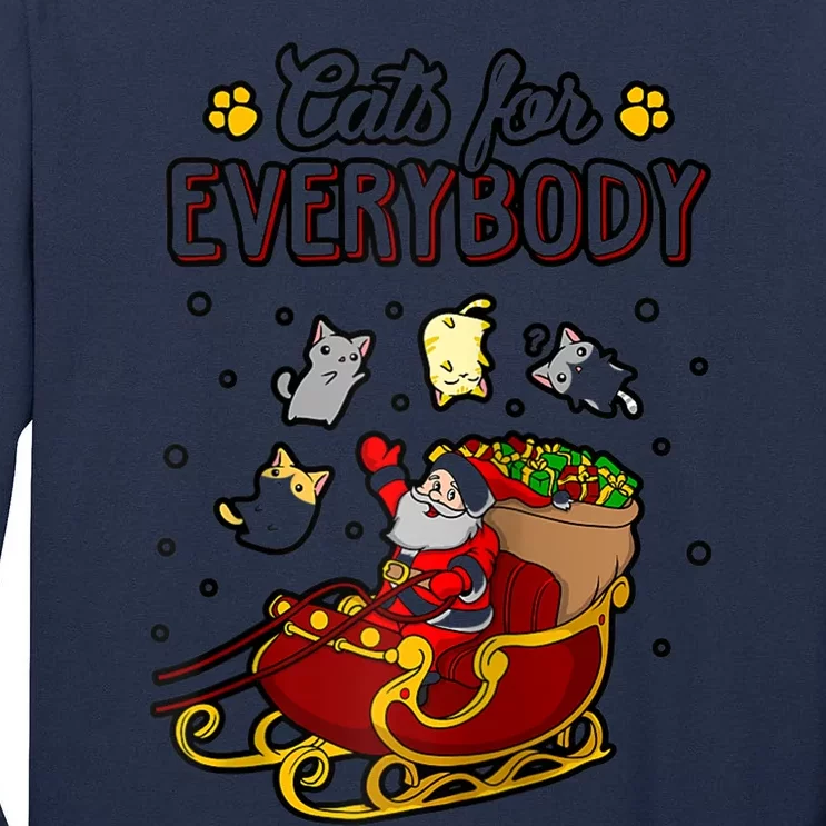 Cats For Everybody Funny Ugly Christmas Cute Cat Lover Raglan Baseball Tall Long Sleeve T-Shirt