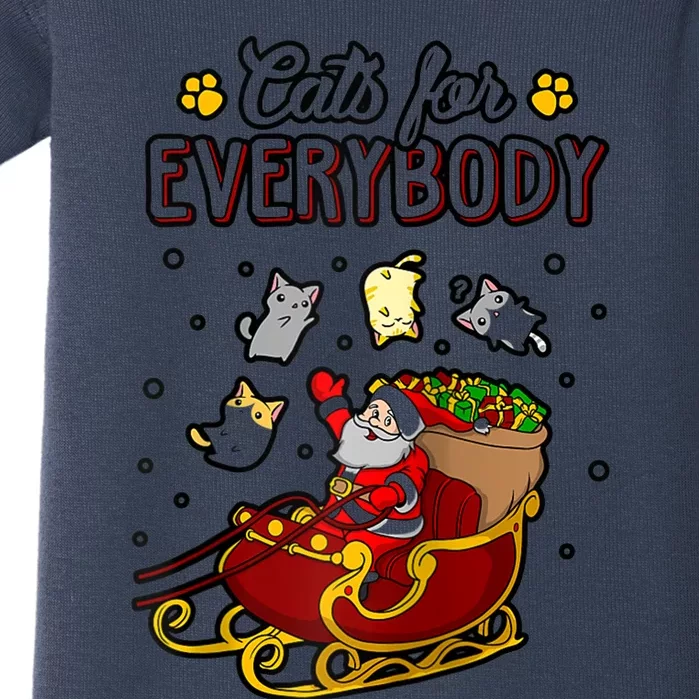 Cats For Everybody Funny Ugly Christmas Cute Cat Lover Raglan Baseball Baby Bodysuit