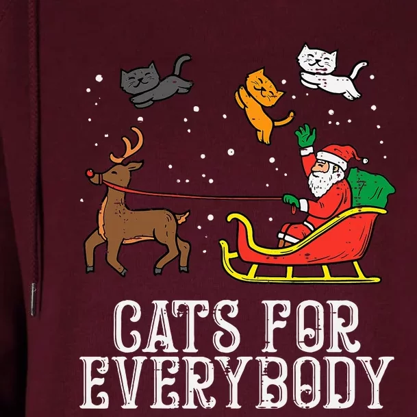 Cats For Everybody Christmas Cat Funny Xmas Women Santa Womens Funnel Neck Pullover Hood