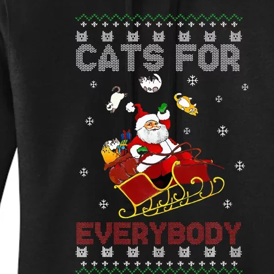 Cats For Everybody Christmas Cat Funny Xmas Women's Pullover Hoodie