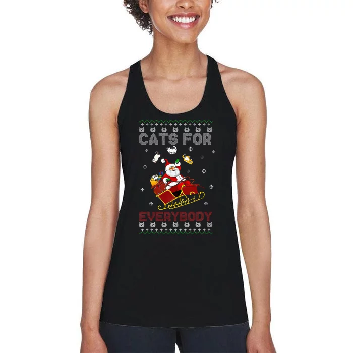 Cats For Everybody Christmas Cat Funny Xmas Women's Racerback Tank