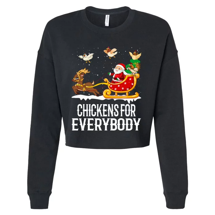 Chickens For Everybody Funny Christmas Santa Cropped Pullover Crew