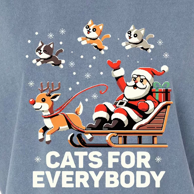 Cats For Everybody  Funny Christmas Cat Xmas Santa Garment-Dyed Women's Muscle Tee