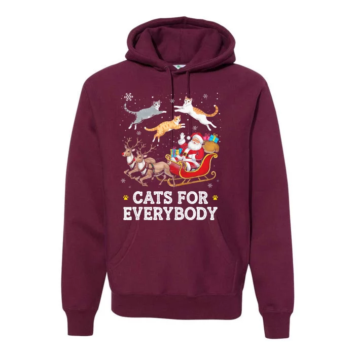 Cats For Everybody Christmas Funny Santa Cat Lover Xmas Premium Hoodie