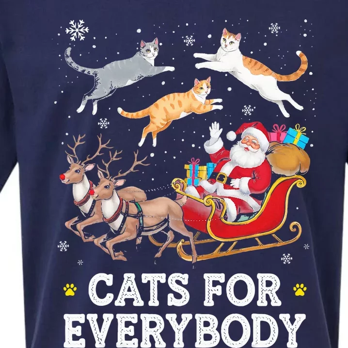 Cats For Everybody Christmas Funny Santa Cat Lover Xmas Sueded Cloud Jersey T-Shirt