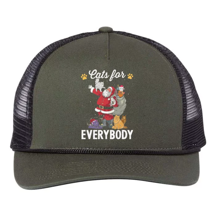 Cats For Everybody Christmas Cat Funny Xmas Santa Funny Retro Rope Trucker Hat Cap