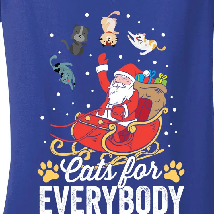 Cats For Everybody Santa Kitties Merry Christmas Costume Funny Gift Women's V-Neck T-Shirt