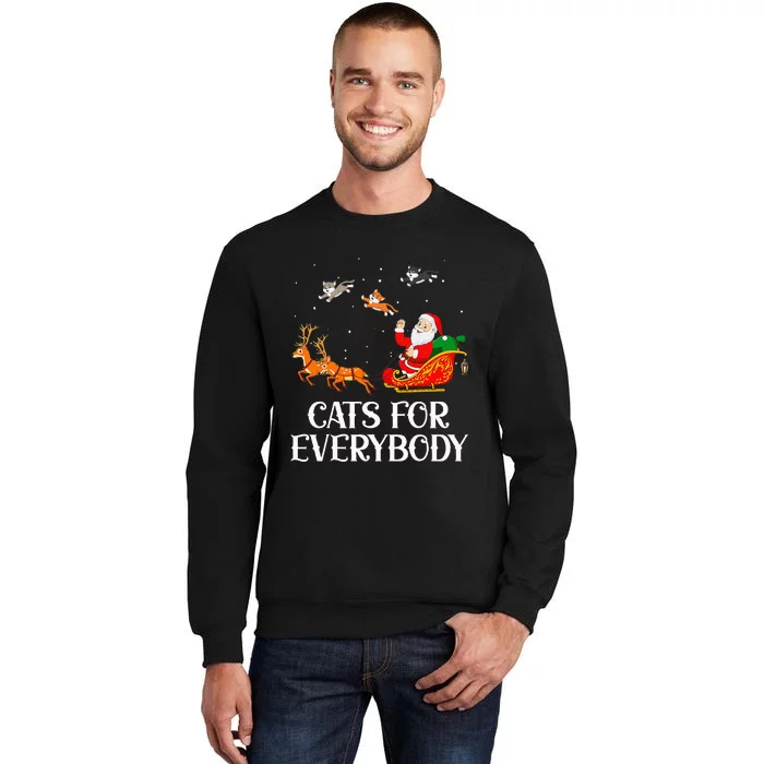 Cats For Everybody Santa Christmas Cat Funny Xmas Tall Sweatshirt