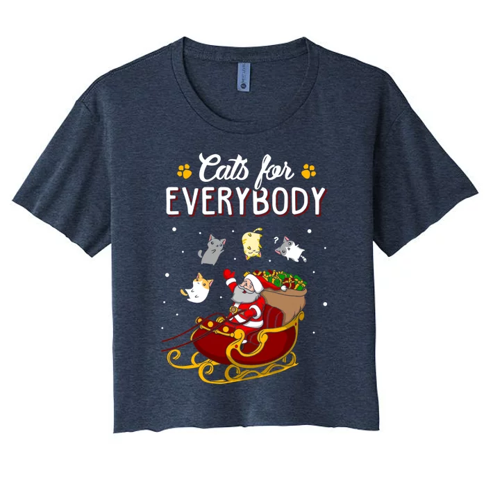 Cats For Everybody Cat Christmas Ugly Christmas Women's Crop Top Tee