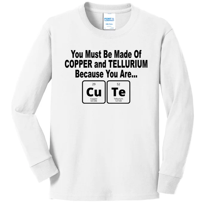 Cute Funny Element Copper Tellurium Kids Long Sleeve Shirt