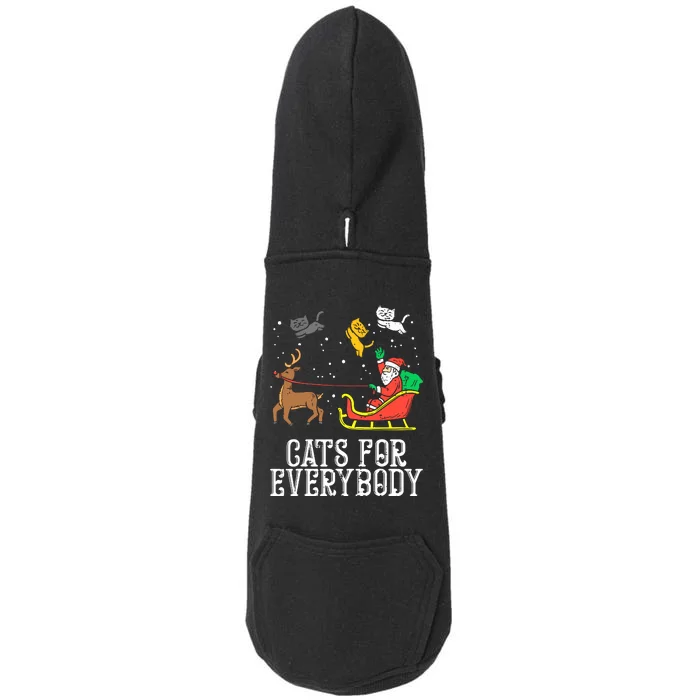 Cats For Everybody Christmas Cat Funny Xmas Women Santa Doggie 3-End Fleece Hoodie