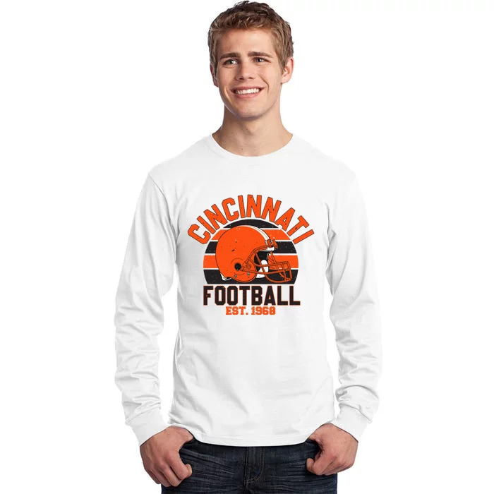 Cincinnati Football Est 1968 Team Supporter Tall Long Sleeve T-Shirt