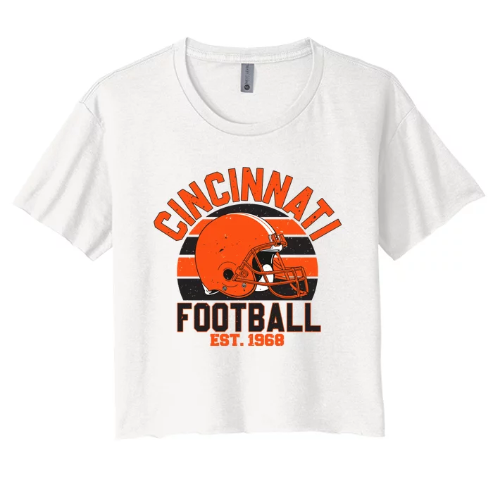 Cincinnati Football Est 1968 Team Supporter Women's Crop Top Tee