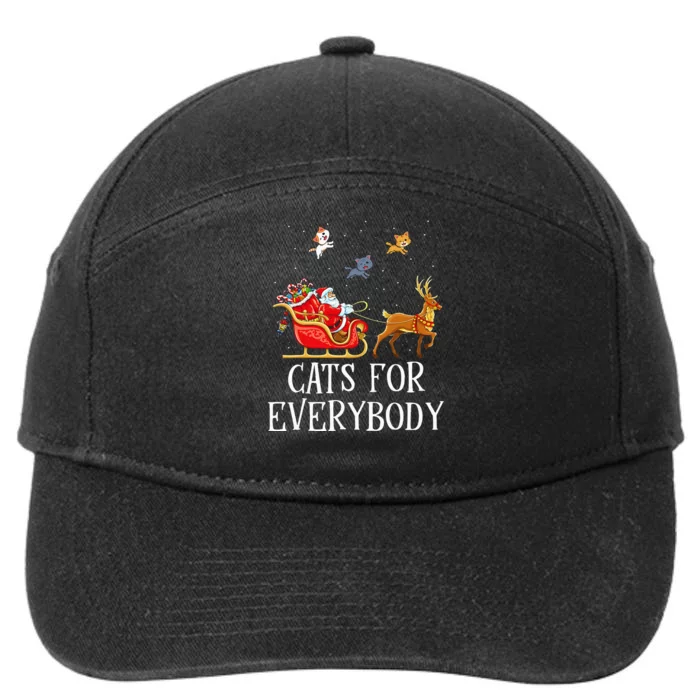 Cats For Everybody Christmas Cat Lover Santa Xmas Pajama 7-Panel Snapback Hat