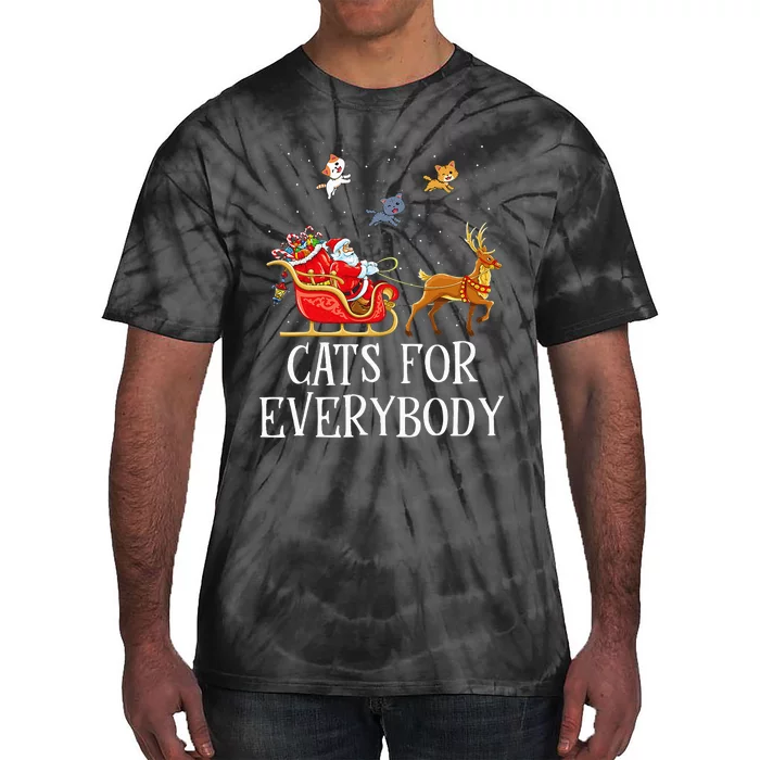 Cats For Everybody Christmas Cat Lover Santa Xmas Pajama Tie-Dye T-Shirt