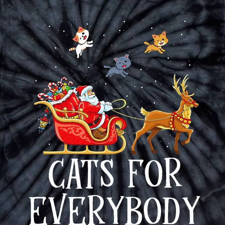 Cats For Everybody Christmas Cat Lover Santa Xmas Pajama Tie-Dye T-Shirt