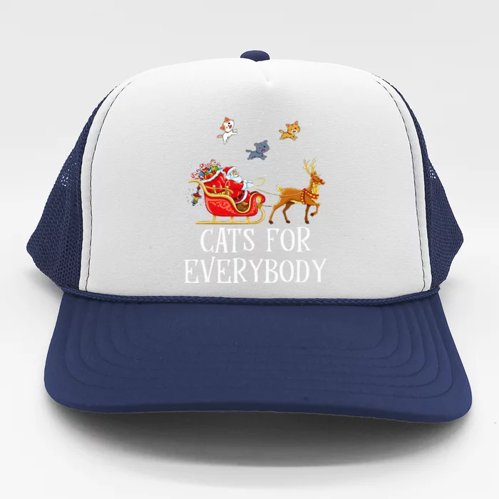 Cats For Everybody Christmas Cat Lover Santa Xmas Pajama Trucker Hat