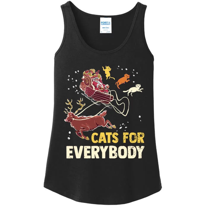 Cats For Everybody Christmas Cat Lovers Funny Xmas Santa Ladies Essential Tank