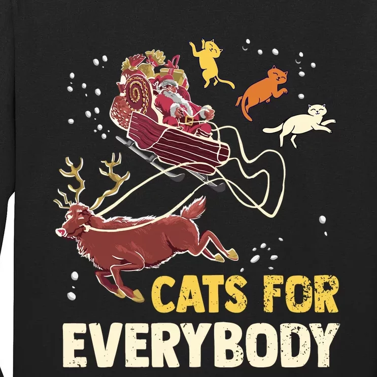 Cats For Everybody Christmas Cat Lovers Funny Xmas Santa Tall Long Sleeve T-Shirt