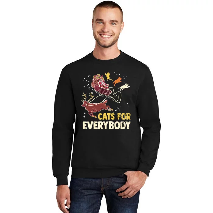 Cats For Everybody Christmas Cat Lovers Funny Xmas Santa Tall Sweatshirt