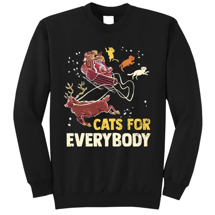 Cats For Everybody Christmas Cat Lovers Funny Xmas Santa Tall Sweatshirt