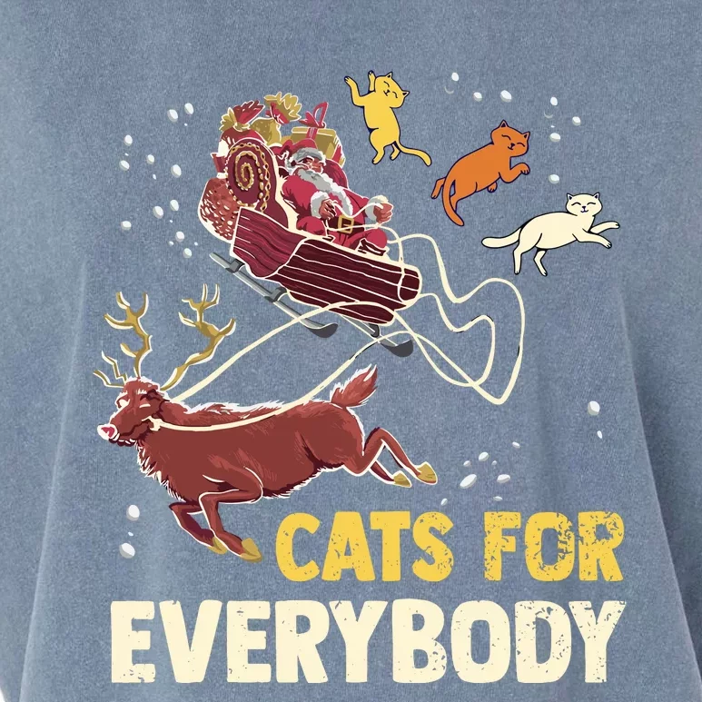 Cats For Everybody Christmas Cat Lovers Funny Xmas Santa Garment-Dyed Women's Muscle Tee