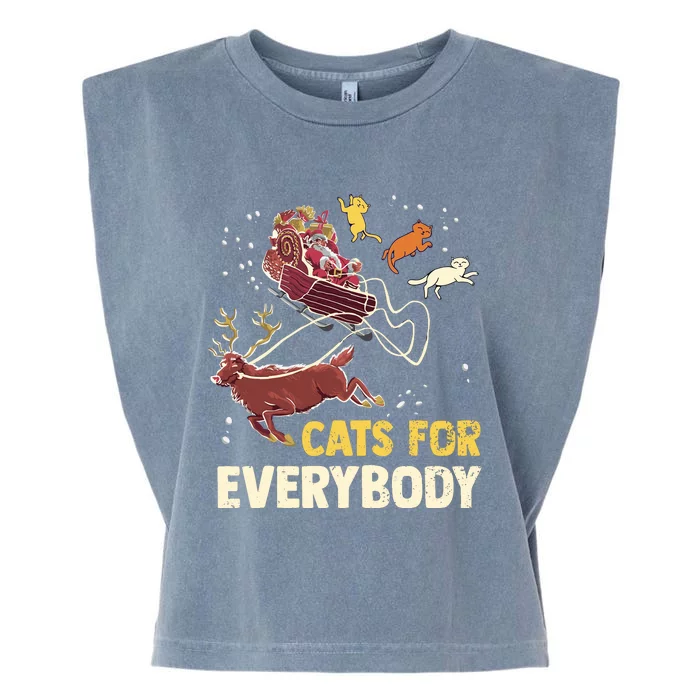 Cats For Everybody Christmas Cat Lovers Funny Xmas Santa Garment-Dyed Women's Muscle Tee