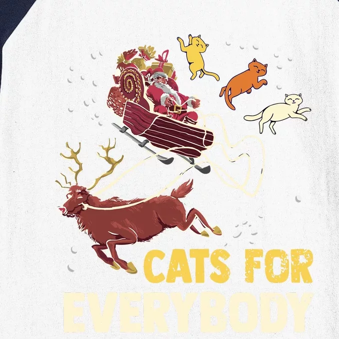 Cats For Everybody Christmas Cat Lovers Funny Xmas Santa Baseball Sleeve Shirt