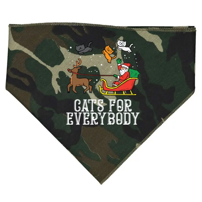 Cats For Everybody Christmas Cat Funny Xmas Women Santa USA-Made Doggie Bandana