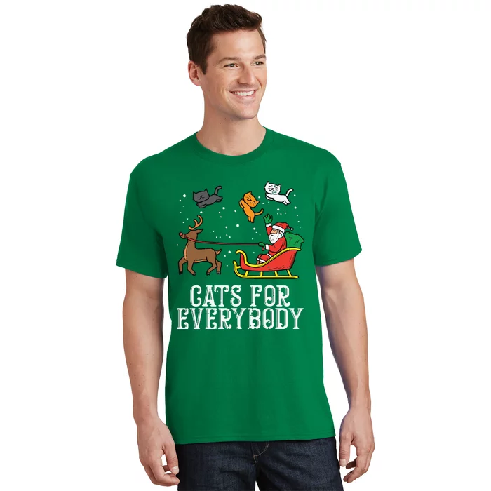 Cats For Everybody Christmas Cat Funny Xmas Women Santa T-Shirt